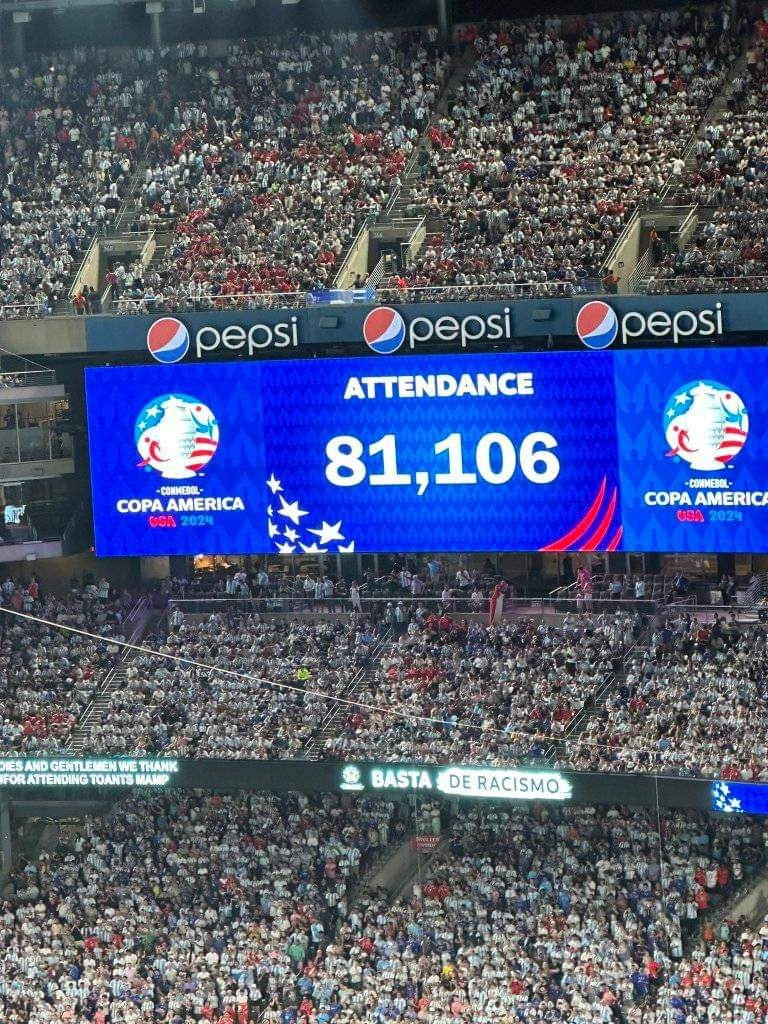 这人气！阿根廷vs智利现场观众81106人，远超欧洲/美洲杯所有比赛